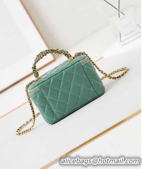 New Style Chanel Lambskin Clutch with Chain and Top Handle AP4168 Light Green 2024