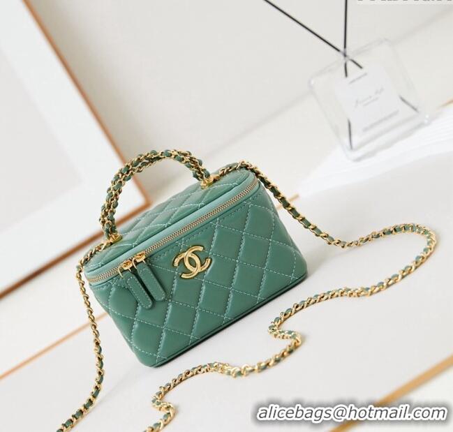 New Style Chanel Lambskin Clutch with Chain and Top Handle AP4168 Light Green 2024