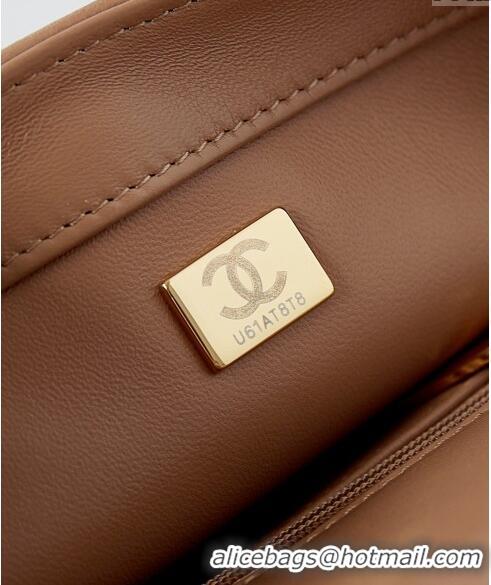 Top Grade Chanel Lambskin Mini Flap bag with Top Handle AS5032 Dark Beige 2024