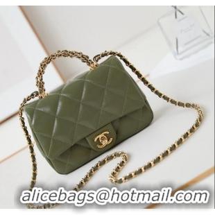 Hot Style Chanel Lambskin Mini Flap bag with Top Handle AS5032 Green 2024