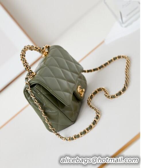 Hot Style Chanel Lambskin Mini Flap bag with Top Handle AS5032 Green 2024