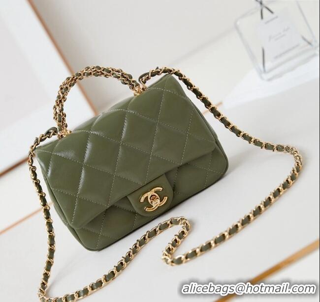 Hot Style Chanel Lambskin Mini Flap bag with Top Handle AS5032 Green 2024