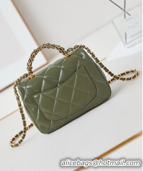 Hot Style Chanel Lambskin Mini Flap bag with Top Handle AS5032 Green 2024