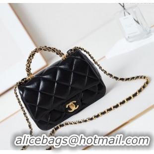 Market Sells Chanel Lambskin Mini Flap bag with Top Handle AS5032 Black 2024