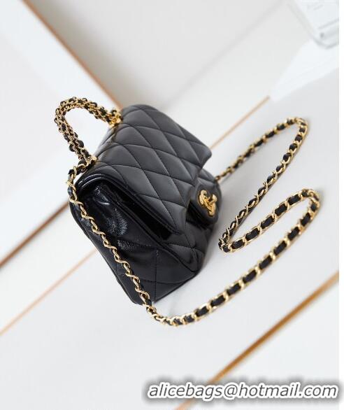 Market Sells Chanel Lambskin Mini Flap bag with Top Handle AS5032 Black 2024