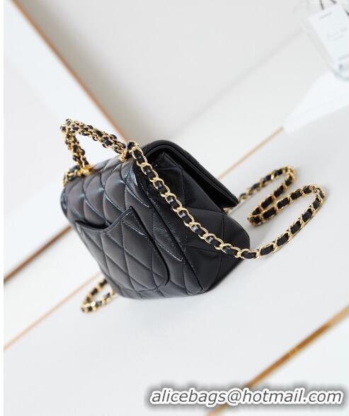 Market Sells Chanel Lambskin Mini Flap bag with Top Handle AS5032 Black 2024