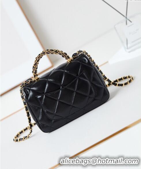 Market Sells Chanel Lambskin Mini Flap bag with Top Handle AS5032 Black 2024