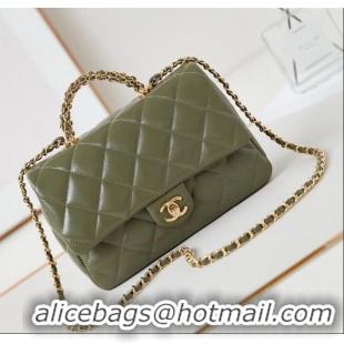 Low Price Chanel Lambskin Medium Flap bag with Top Handle AS5043 Green 2024