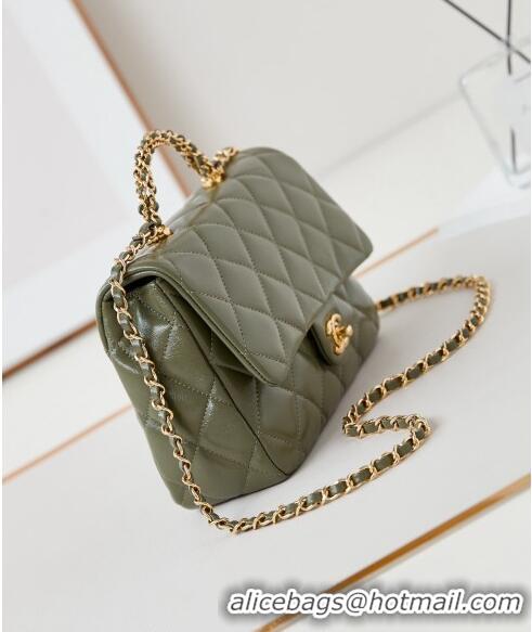 Low Price Chanel Lambskin Medium Flap bag with Top Handle AS5043 Green 2024