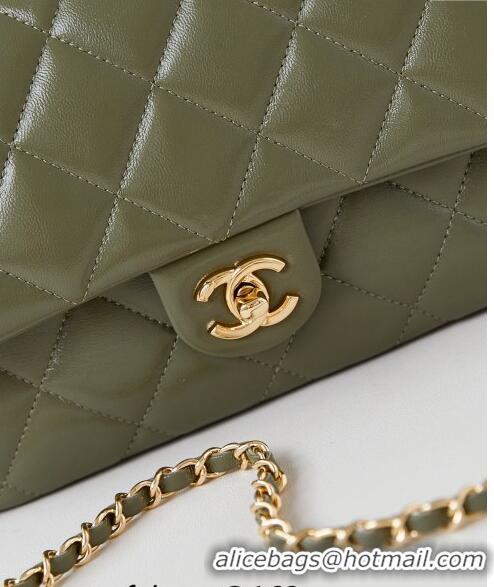 Low Price Chanel Lambskin Medium Flap bag with Top Handle AS5043 Green 2024