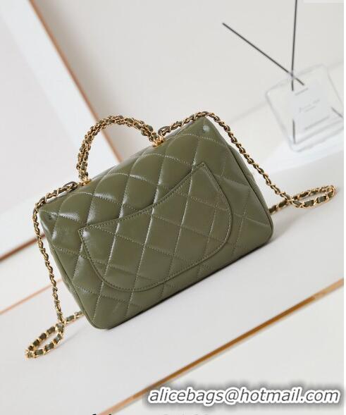 Low Price Chanel Lambskin Medium Flap bag with Top Handle AS5043 Green 2024