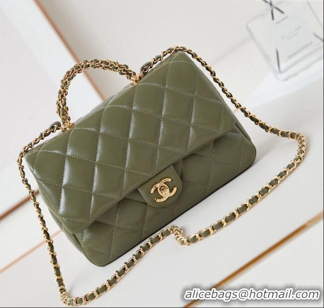 Low Price Chanel Lambskin Medium Flap bag with Top Handle AS5043 Green 2024