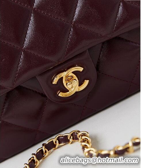 Buy New Cheap Chanel Lambskin Medium Flap bag with Top Handle AS5043 Dark Burgundy 2024