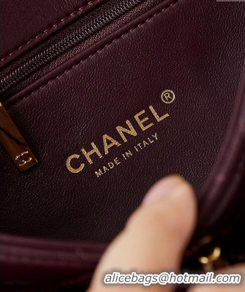 Buy New Cheap Chanel Lambskin Medium Flap bag with Top Handle AS5043 Dark Burgundy 2024