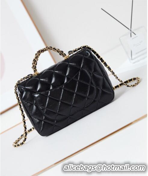 Buy Classic Chanel Lambskin Medium Flap bag with Top Handle AS5043 Black 2024