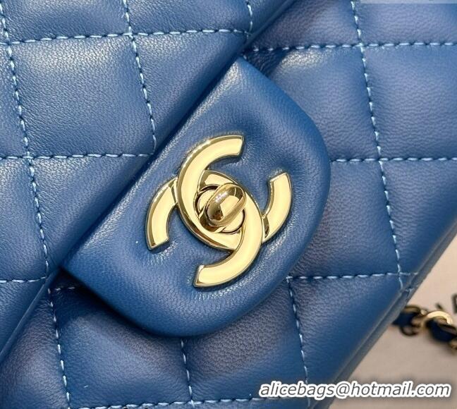 New Product Chanel Coco Lambskin Mini Flap Bag with Top Handle AS2431 Dark Blue 2024