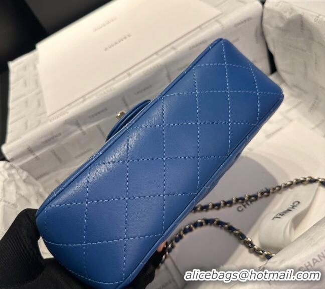 New Product Chanel Coco Lambskin Mini Flap Bag with Top Handle AS2431 Dark Blue 2024