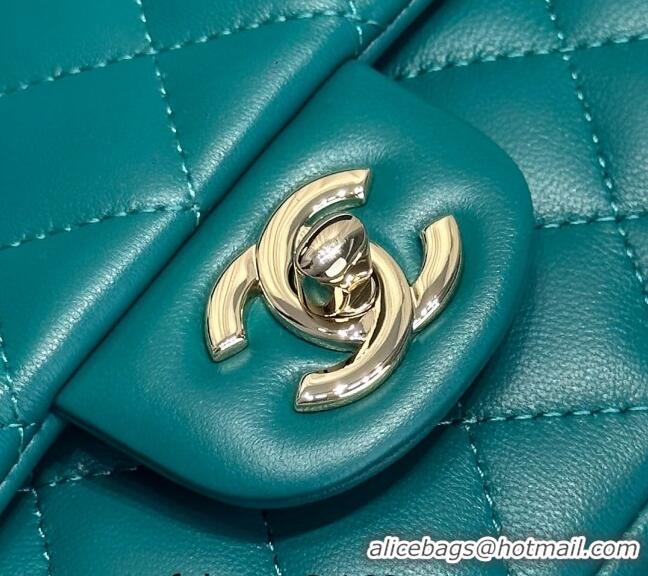 Market Sells Chanel Coco Lambskin Mini Flap Bag with Top Handle AS2431 Peacock Green 2024