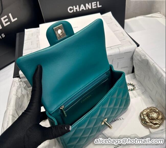 Market Sells Chanel Coco Lambskin Mini Flap Bag with Top Handle AS2431 Peacock Green 2024