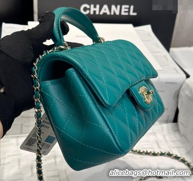 Market Sells Chanel Coco Lambskin Mini Flap Bag with Top Handle AS2431 Peacock Green 2024