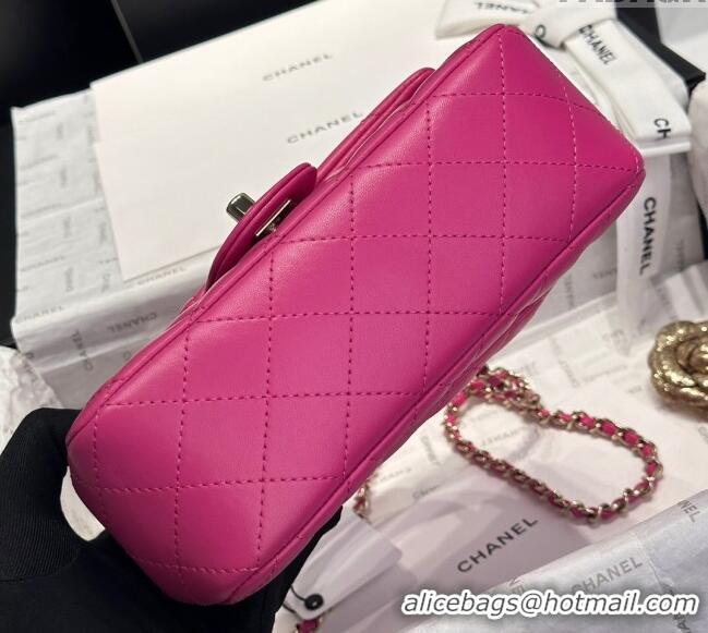 Newly Launched Chanel Coco Lambskin Mini Flap Bag with Top Handle AS2431 Dark Pink 2024