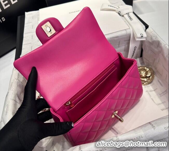 Newly Launched Chanel Coco Lambskin Mini Flap Bag with Top Handle AS2431 Dark Pink 2024