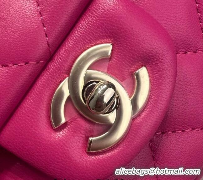 Newly Launched Chanel Coco Lambskin Mini Flap Bag with Top Handle AS2431 Dark Pink 2024