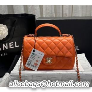 Luxurious Best Chanel Coco Lambskin Mini Flap Bag with Top Handle AS2431 Orange 2024