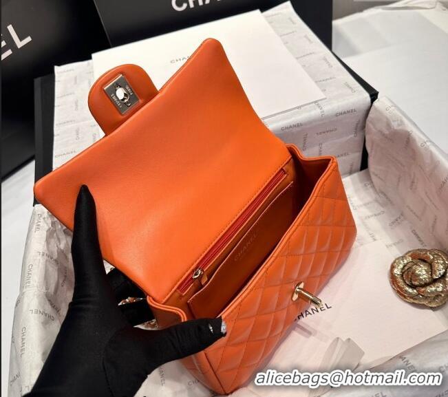 Luxurious Best Chanel Coco Lambskin Mini Flap Bag with Top Handle AS2431 Orange 2024