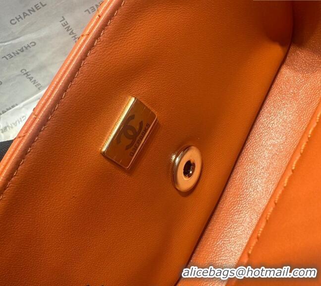 Luxurious Best Chanel Coco Lambskin Mini Flap Bag with Top Handle AS2431 Orange 2024