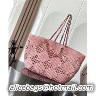 Top Quality Chanel Raffia Effect Braided Large Shopping bag AS4576 Pink 2024