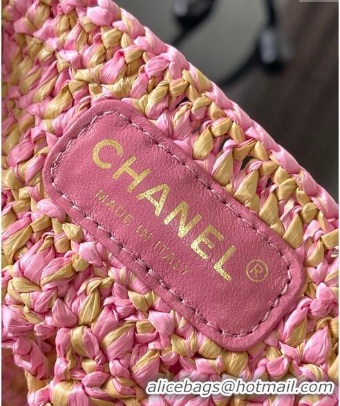 Top Quality Chanel Raffia Effect Braided Large Shopping bag AS4576 Pink 2024