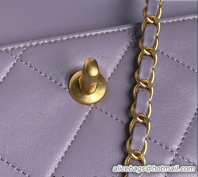 Buy Cheap Chanel Lambskin Clutch with Chain Shoulder bag AS5038 Purple 2024