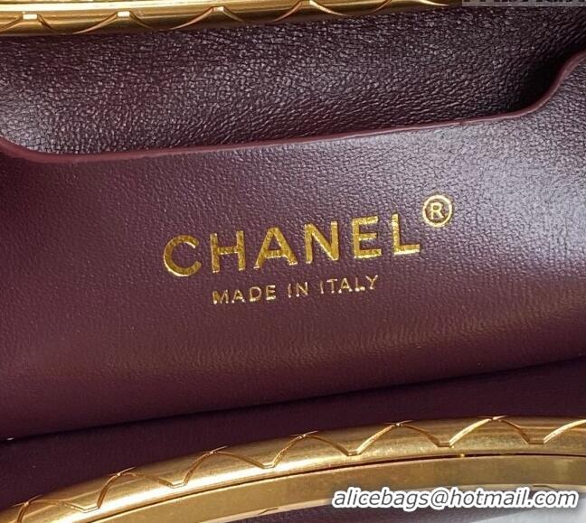 New Cheap Chanel Lambskin Clutch with Chain Shoulder bag AS5038 Dark Burgundy 2024