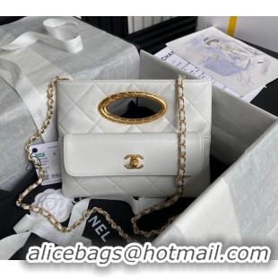 Luxury Cheap Chanel Lambskin Clutch with Chain Shoulder bag AS5038 White 2024