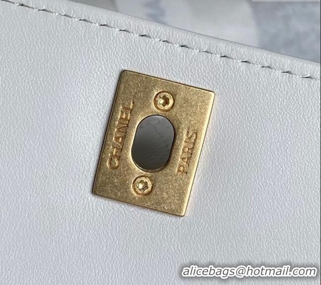 Luxury Cheap Chanel Lambskin Clutch with Chain Shoulder bag AS5038 White 2024