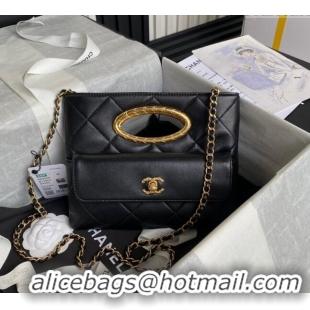 Grade Quality Chanel Lambskin Clutch with Chain Shoulder bag AS5038 Black 2024