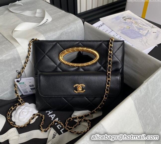 Grade Quality Chanel Lambskin Clutch with Chain Shoulder bag AS5038 Black 2024