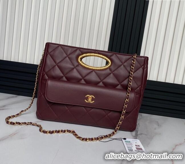 Wholesale Chanel Lambskin Small Shopping bag AS5036 Dark Burgundy 2024