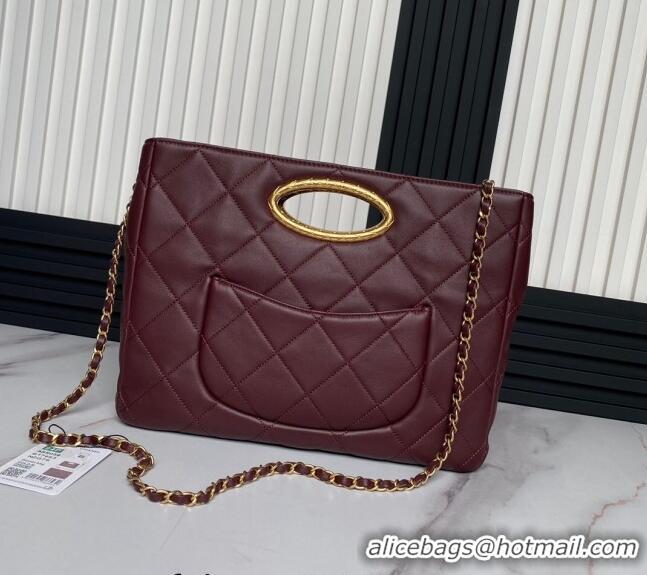 Wholesale Chanel Lambskin Small Shopping bag AS5036 Dark Burgundy 2024