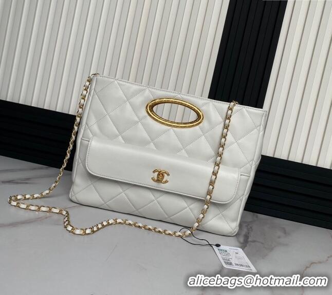 New Luxury Chanel Lambskin Small Shopping bag AS5036 White 2024