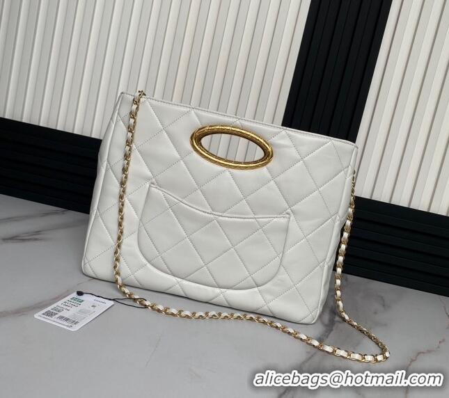 New Luxury Chanel Lambskin Small Shopping bag AS5036 White 2024