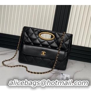 New Design Chanel Lambskin Small Shopping bag AS5036 Black 2024