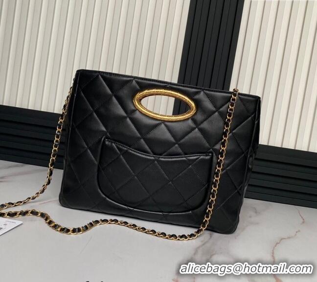 New Design Chanel Lambskin Small Shopping bag AS5036 Black 2024