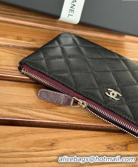 Top Quality Chanel Mini-Grained Calfskin Classic Zipped Pouch AP1071 Black/Silver 2024