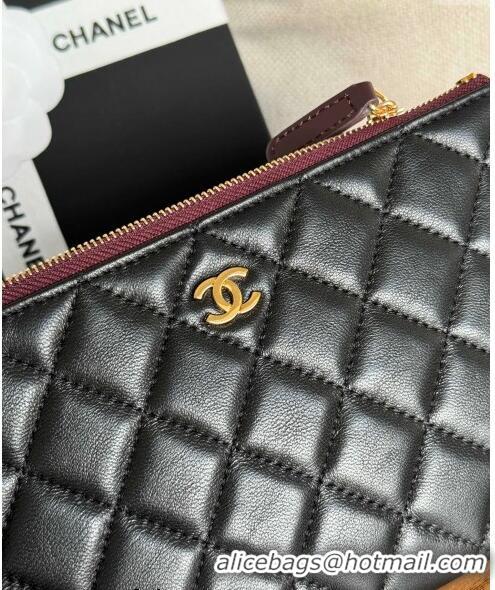 Market Sells Chanel Lambskin Classic Zipped Pouch AP1071 Black/Gold 2024