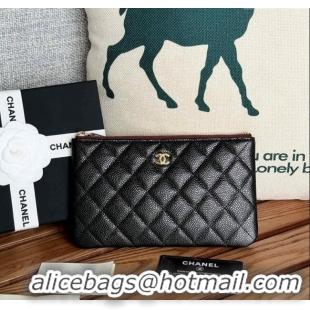 Inexpensive Chanel large-Grained Calfskin Classic Zipped Pouch AP1071 Black/Gold 2024