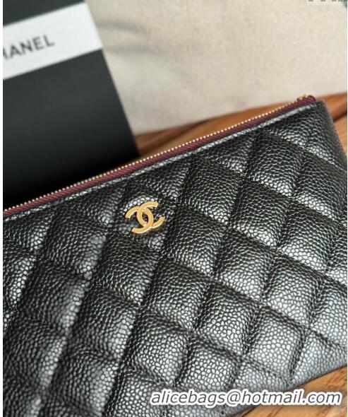 Inexpensive Chanel large-Grained Calfskin Classic Zipped Pouch AP1071 Black/Gold 2024