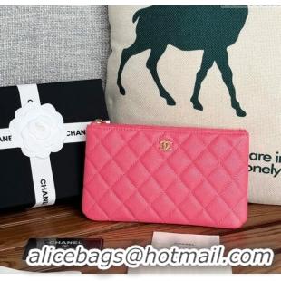 Popular Style Chanel Grained Calfskin Classic Zipped Pouch AP1071 Dark Pink 2024