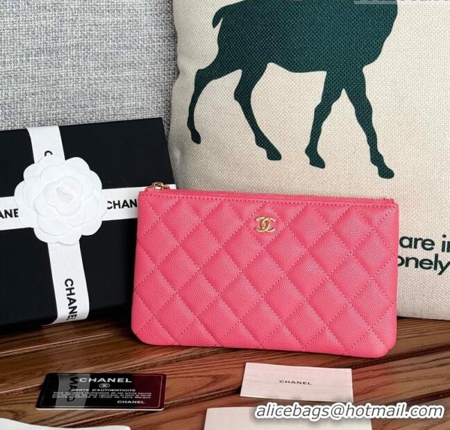 Popular Style Chanel Grained Calfskin Classic Zipped Pouch AP1071 Dark Pink 2024